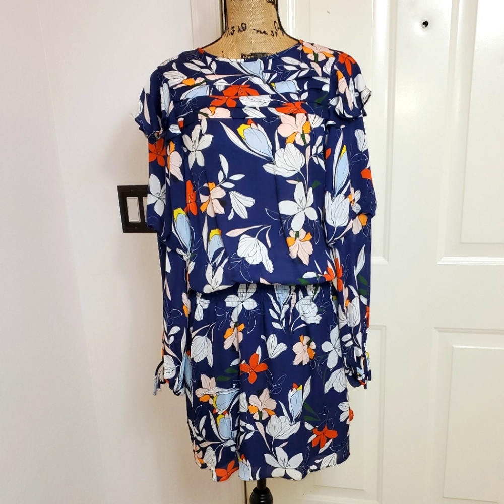 PARKER Joelle Ruffle Trim Floral Mini Dress